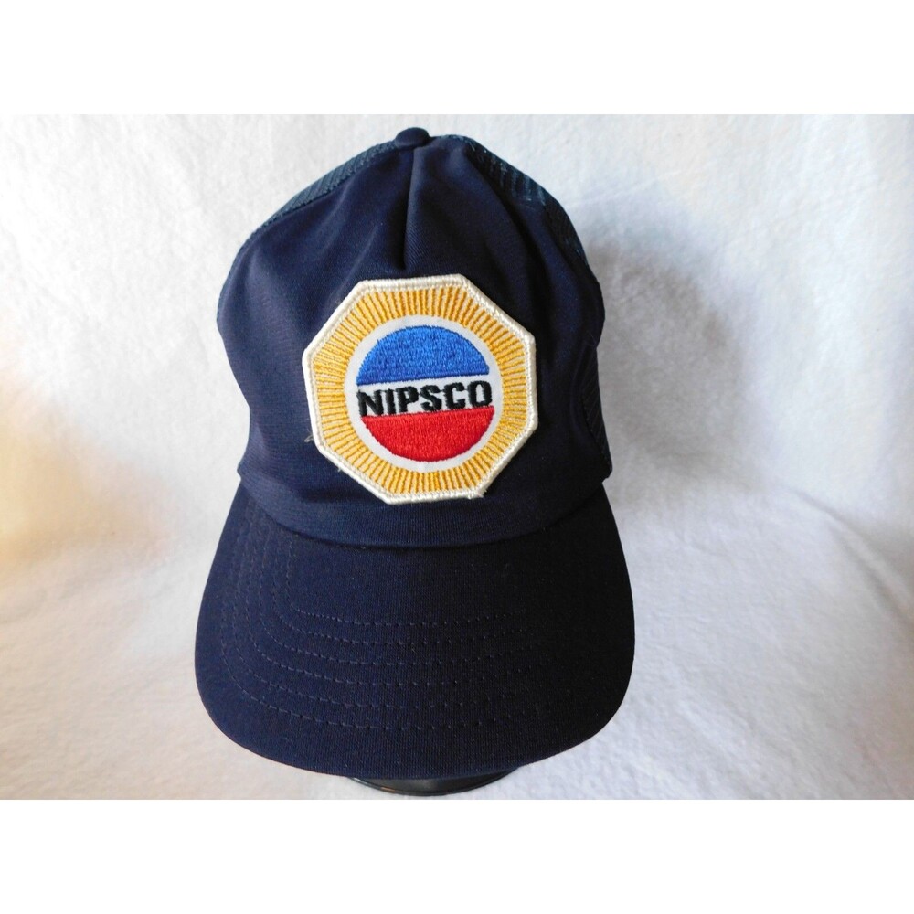VINTAGE EMBROIDERED TRUCKERS HAT CAP NIPSCO PATCH 3" X 3"